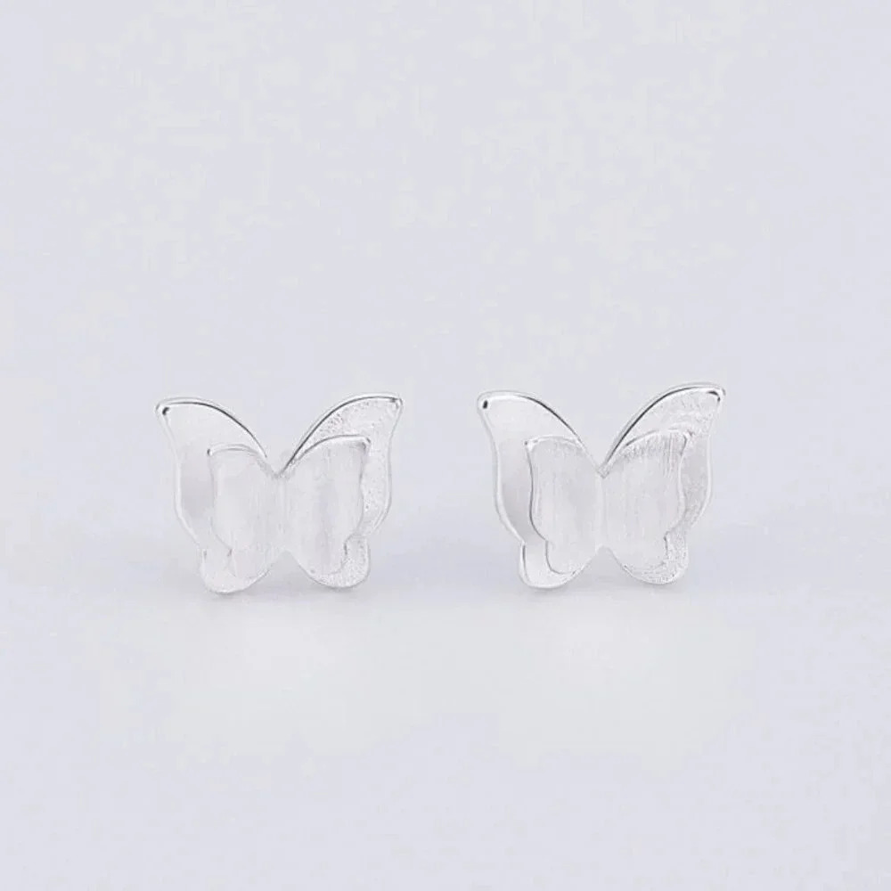 925 Sterling Silver Dainty Butterfly Stud Earrings